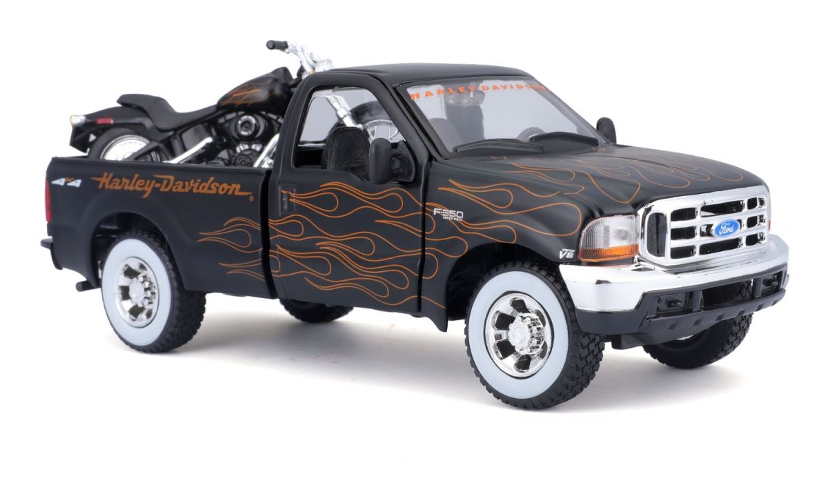 Набір іграшковий Harley-Davidson: машинка 1:27 1999 Ford F-350 Super Duty Pickup, мотоцикл 1:24  фото 2