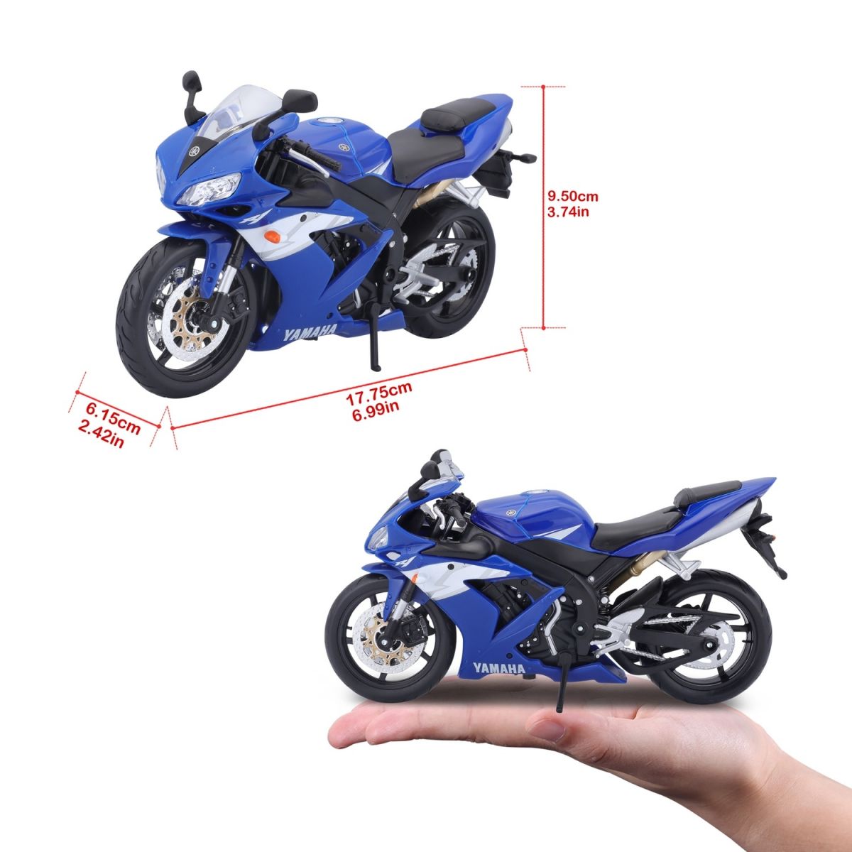 Мотоцикл іграшковий Yamaha YZF-R1 в масштабі 1:12  фото 2