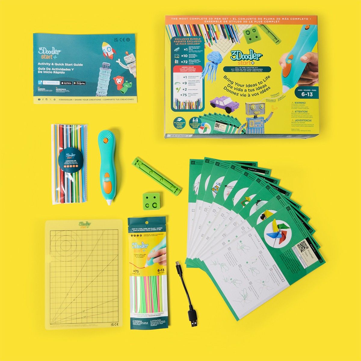 3D-ручка 3Doodler Start Plus для дитячої творчості - Мегакреатив (147 стрижнів, 9 шаблонів)  фото 2