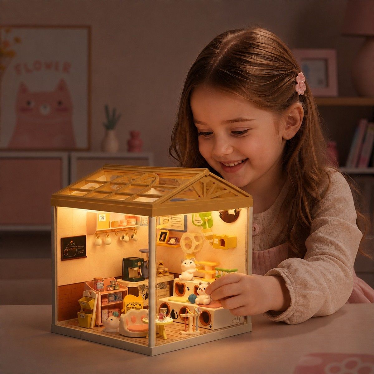 Конструктор-румбокс Mini House серії Інтер'єр – Котокафе (світло)  фото 2