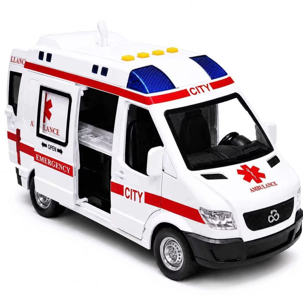 Машинка WY 1152 A (18) "Швидка допомога", підсвічування, звуки, інерція, двері відчиняються, масштаб 1:10, в коробці  фото 2