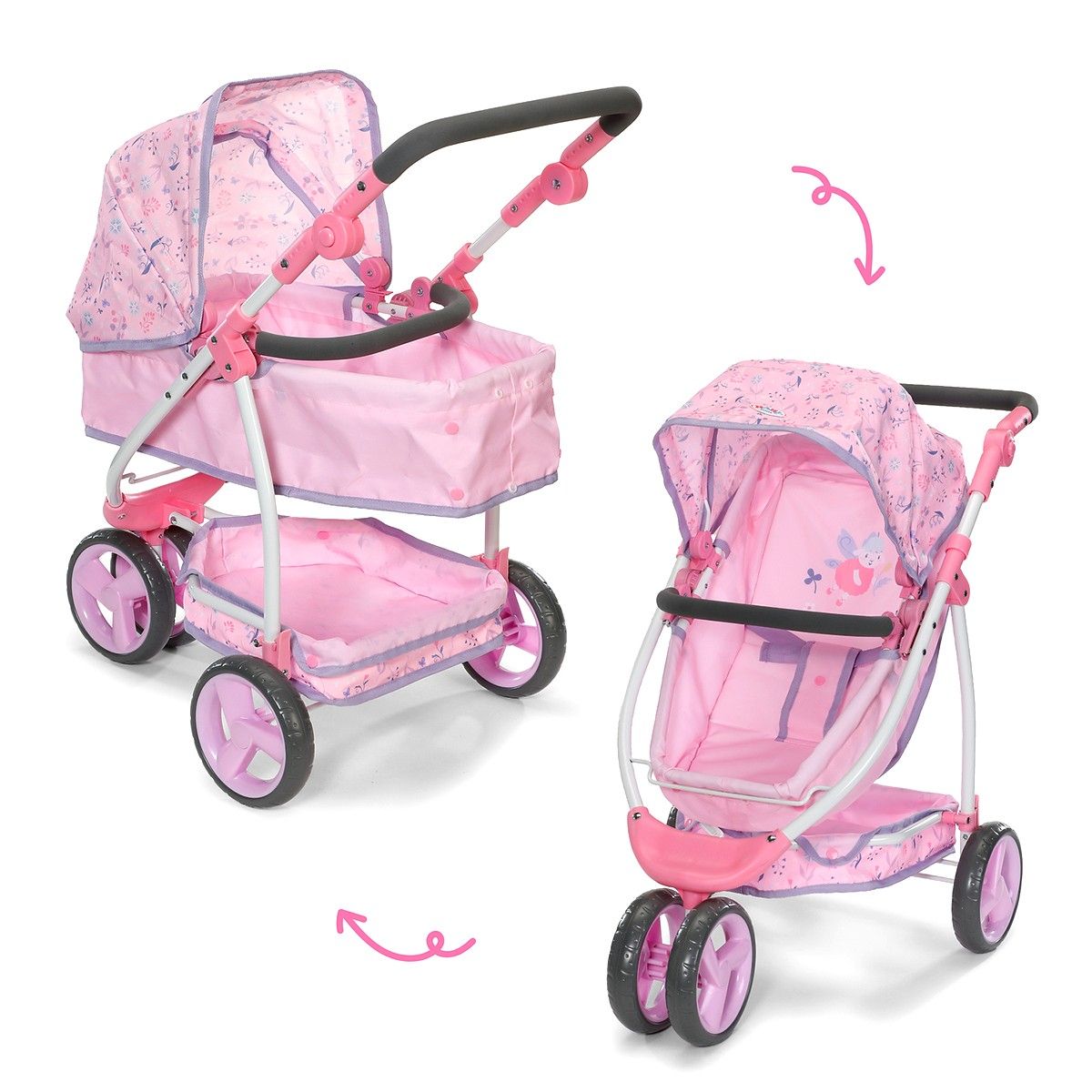 Трехколесная коляска для куклы Baby Born – Цветочный стиль Делюкс (складная)  фото 2