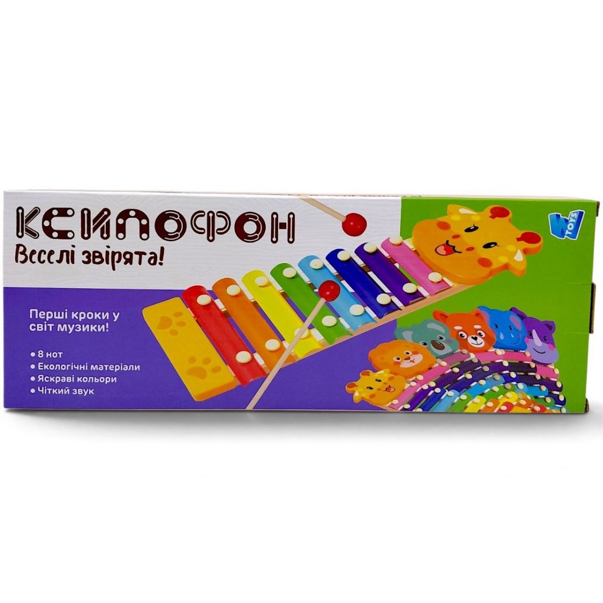 Ксилофон WToys, “Тварини”, дерев’яний, 8 нот, молоточки, в коробці (ЖИРАф)  фото 2