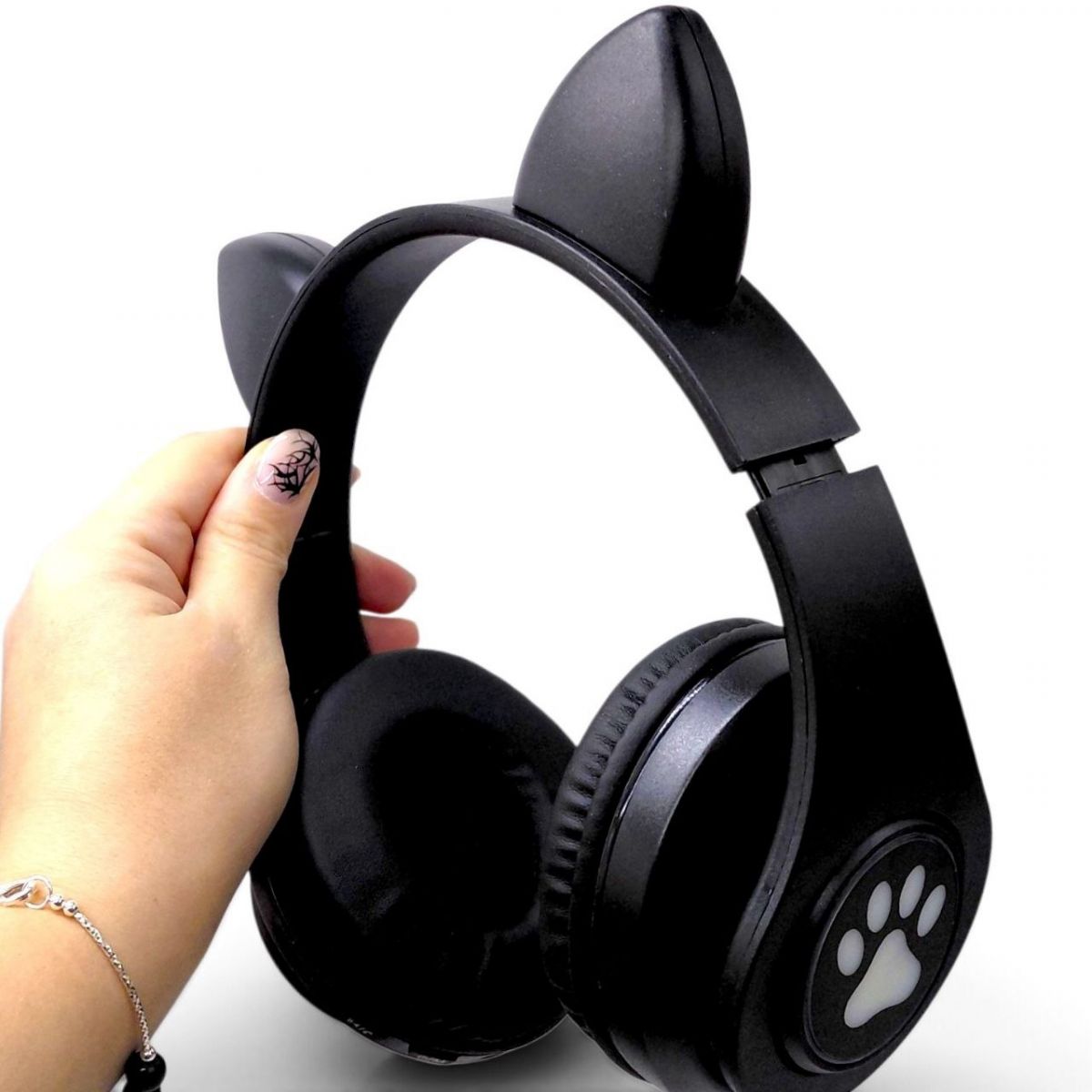 Навушники бездротові (підсвічування, регульований розмір, Bluetooth, USB-кабель, AUX-роз’єм, слот для карти пам’яті, в коробці) ЧОРНИЙ  фото 2