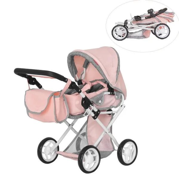 Коляска для ляльки CARRELLO UNICO 9346 PINK з сумкою метал. кор. 45*15*36,5 /1/ Коляска для ляльки CARRELLO UNICO 9346 PINK з сумкою метал. кор. 45*15*36,5 /1/