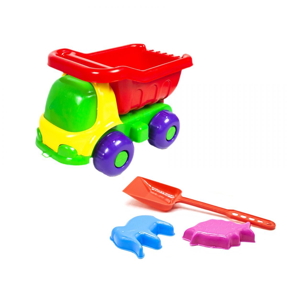Уцінка.  Вантажівка "Шмелёк" з пісочним набором (червоний) - дві невелики тріщіни в районі задніх колес
