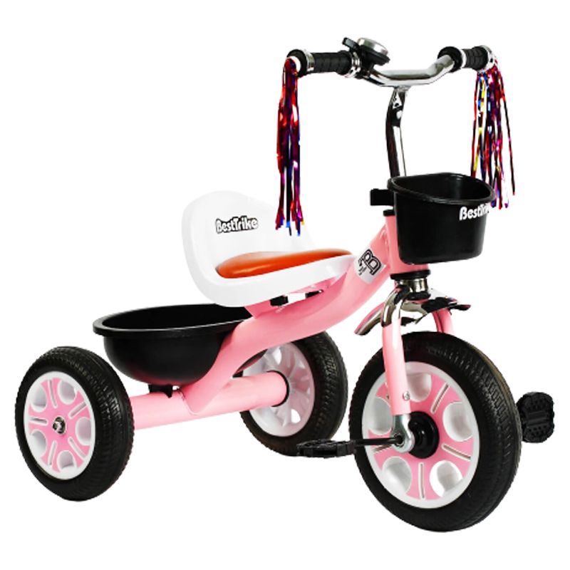Велосипед 3-х колісний LM-2633 "Best Trike" (1) РОЖЕВИЙ, піно колесо, металева рама, дзвіночок, 2 кошики, переднє d = 26 см, заднє d = 20, в коробці Велосипед 3-х колісний LM-2633 "Best Trike" (1) РОЖЕВИЙ, піно колесо, металева рама, дзвіночок, 2 кошики, переднє d = 26 см, заднє d = 20, в коробці