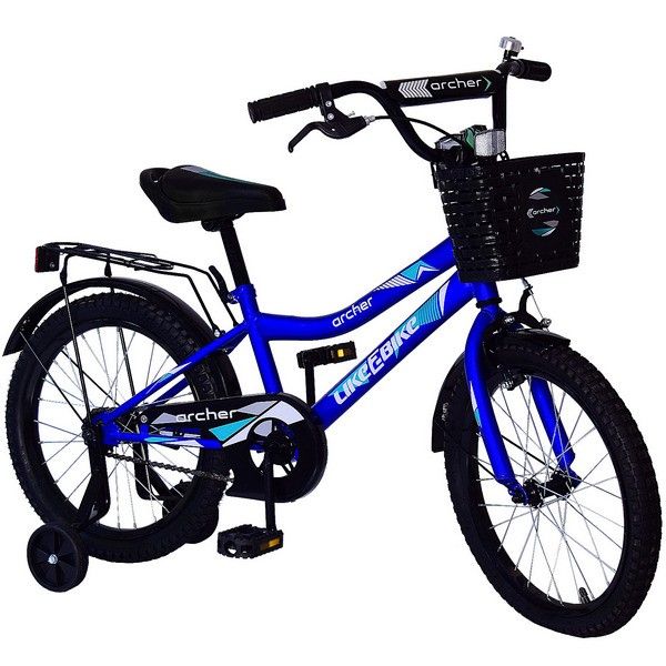 Велосипед дитячий 2-х коліс. 14'' 211411 (1 шт) Like2bike Archer, синій, рама сталь, з дзвінком, руч. гальмо, зборка 75%