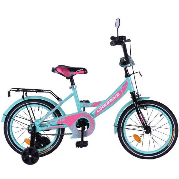 Велосипед дитячий 2-х коліс. 16'' 211601(1 шт)Like2bike Sky, бірюзовий, рама сталь, з дзвінком, руч. гальмо, зборка 75%