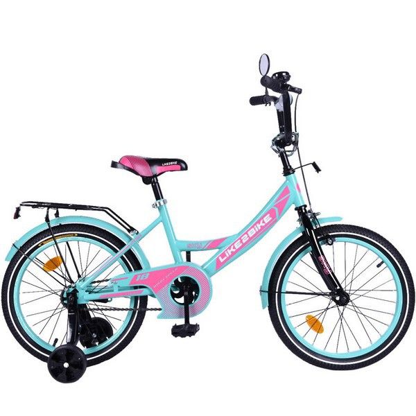 Велосипед дитячий 2-х коліс. 18'' 211803(1 шт)Like2bike Sky, бирюзовий, рама сталь, з дзвінком, руч. гальмо, зборка 75%
