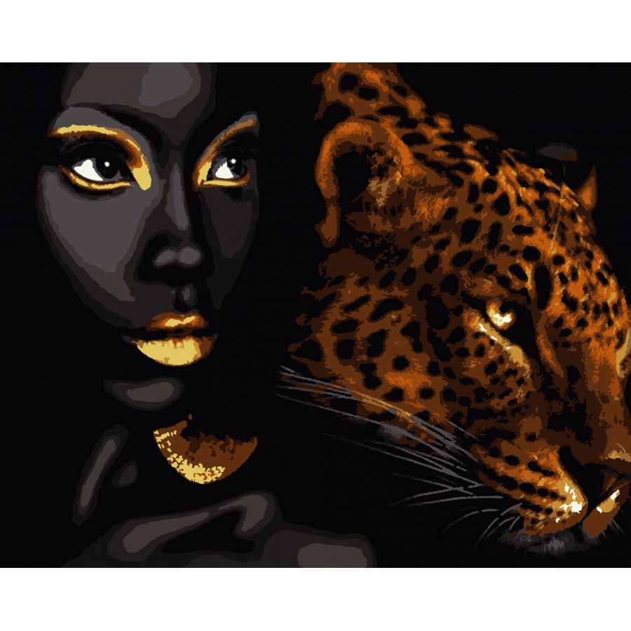 Картина за номерами "Африканська перлина" із золотою фарбою ★★★★