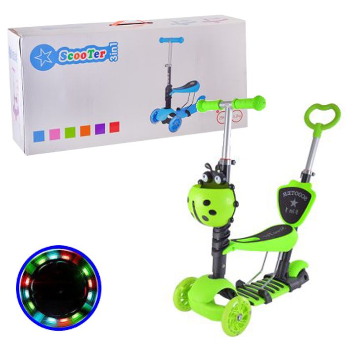 Самокат триколісний "Сонечко", зелений (транспортувальна упаковка)  фото 1