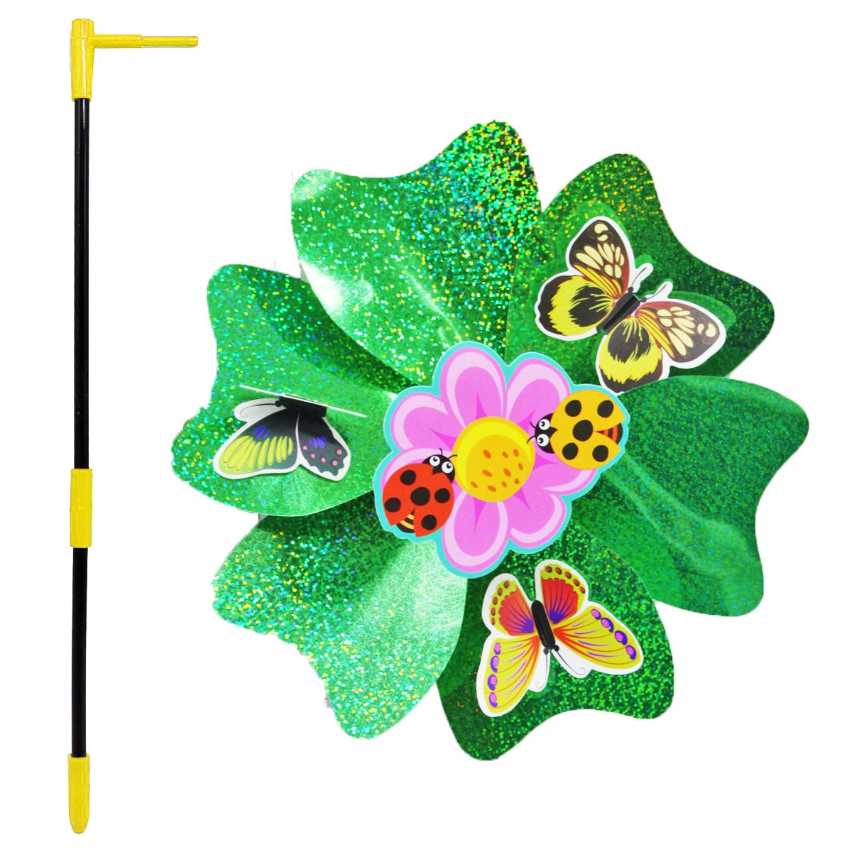 Ветрячок детский "Яркий цветочек", зеленый