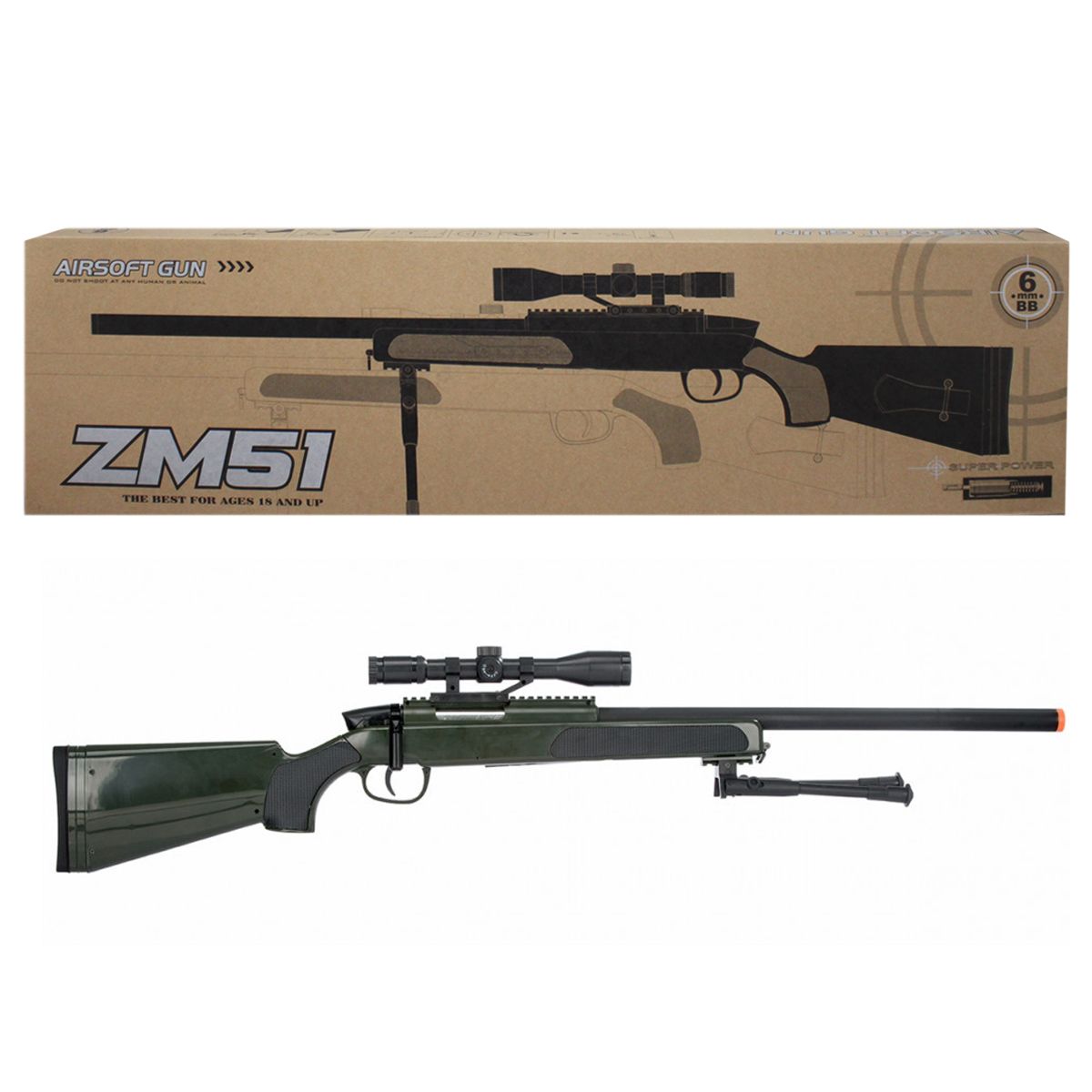 Гвинтівка снайперська металева ZM51 (зелена)