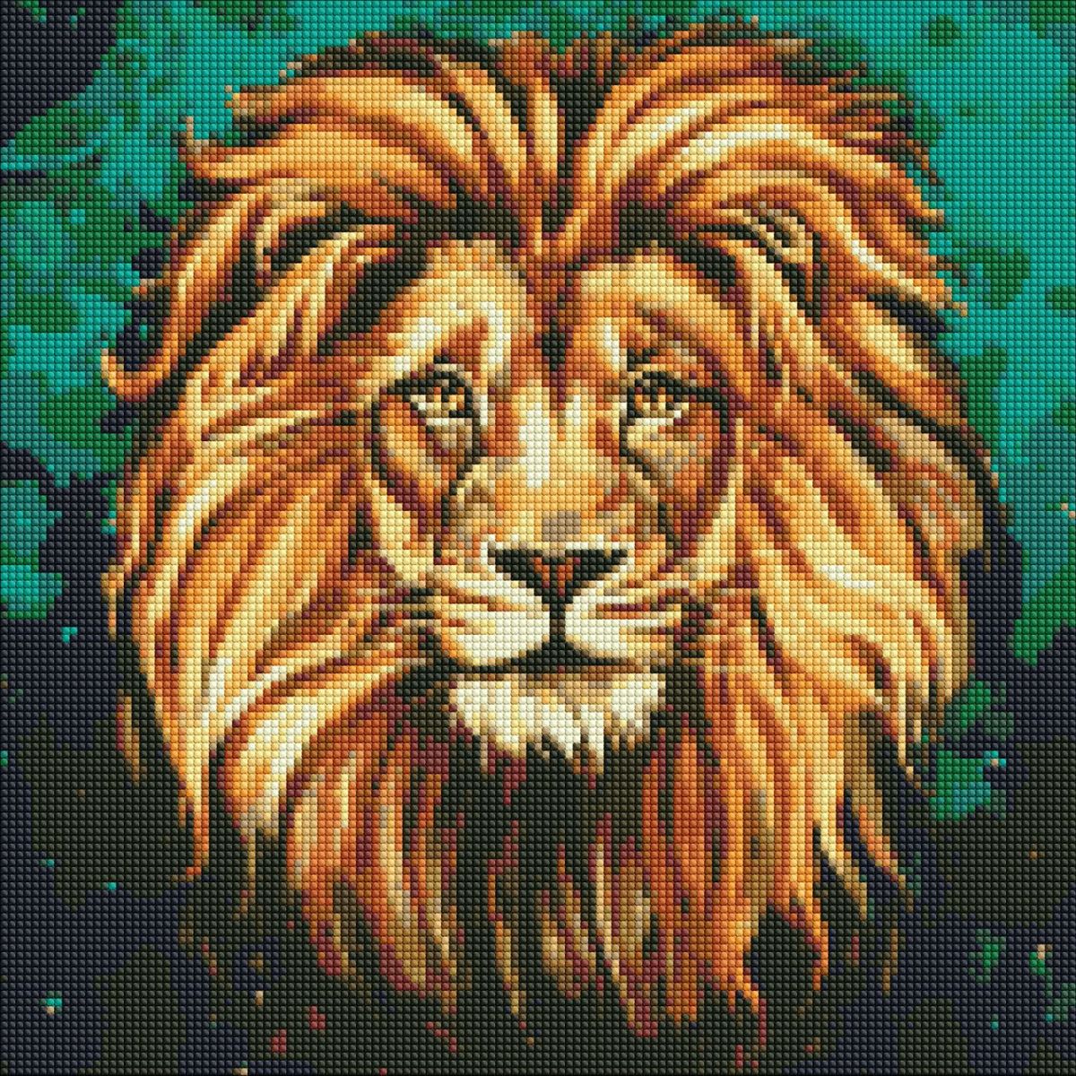 Алмазна мозаїка "Розкішний лев", 40х40 см