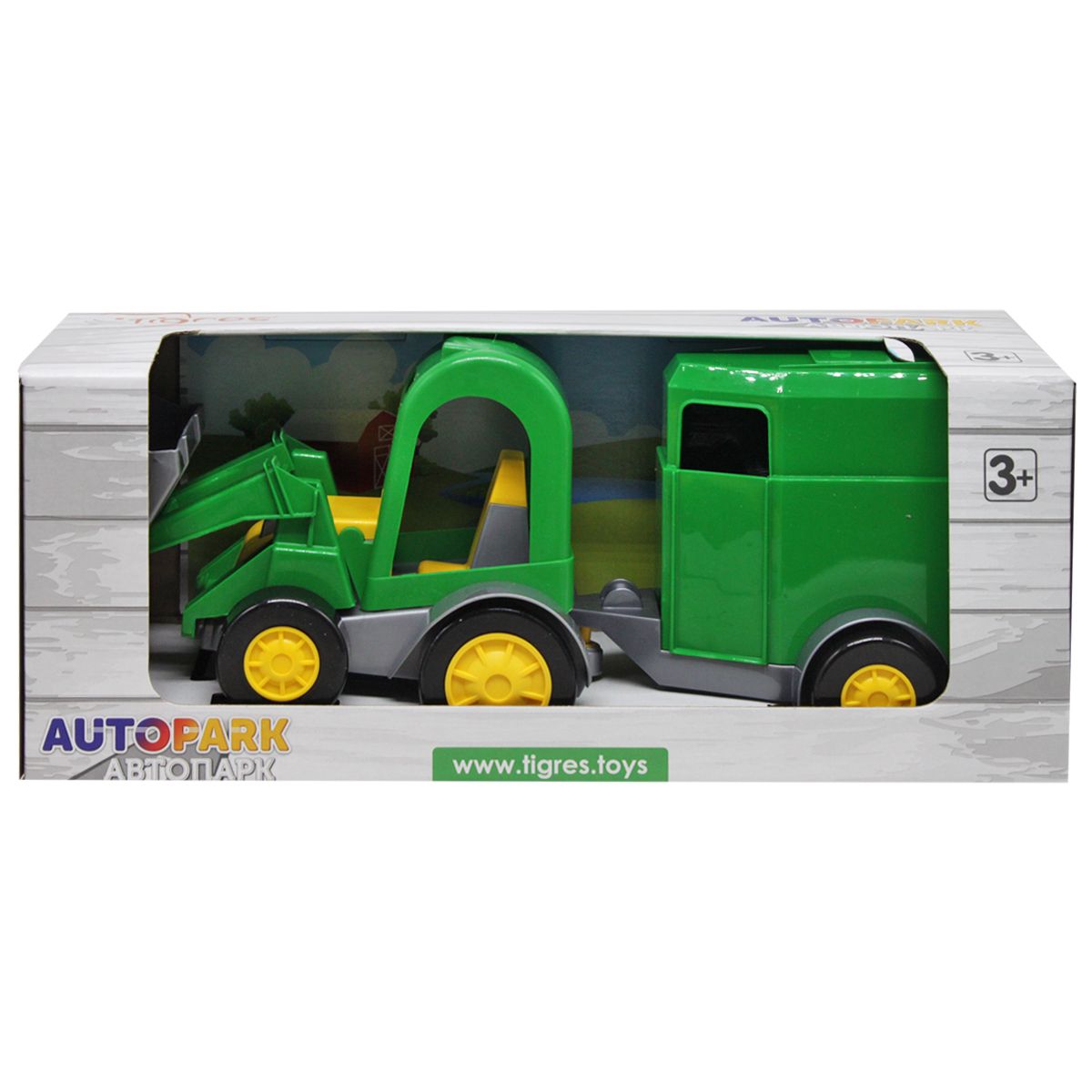 Трактор-баггі з ковшем зелений з коневозом