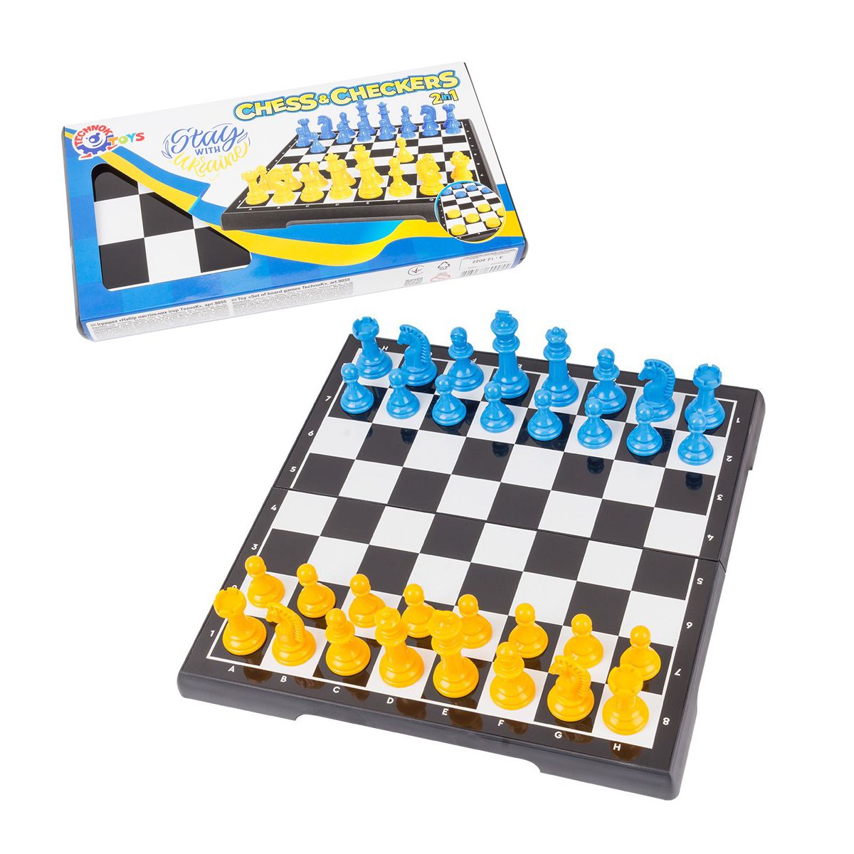 Шашки и шахмати 2 в 1 "Патриот" желто-голубые