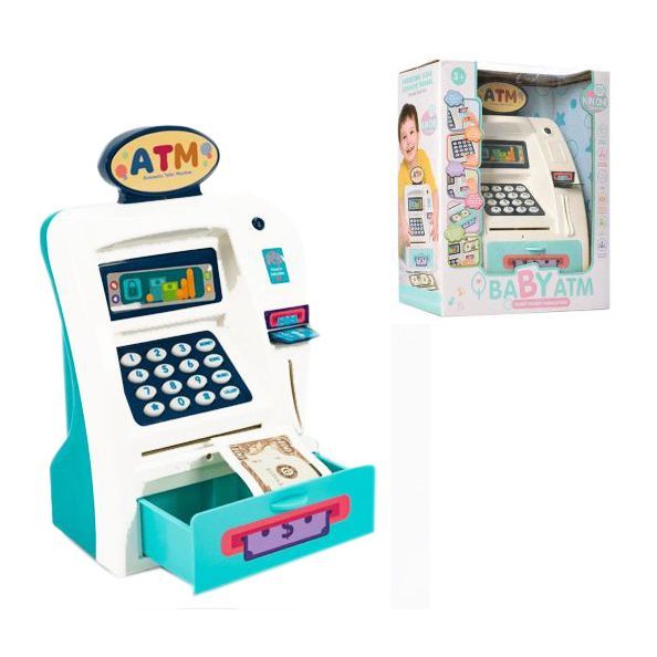 Уцінка.  Скарбничка-банкомат "Baby ATM", блакитний - Трішки пошкоджений блістер