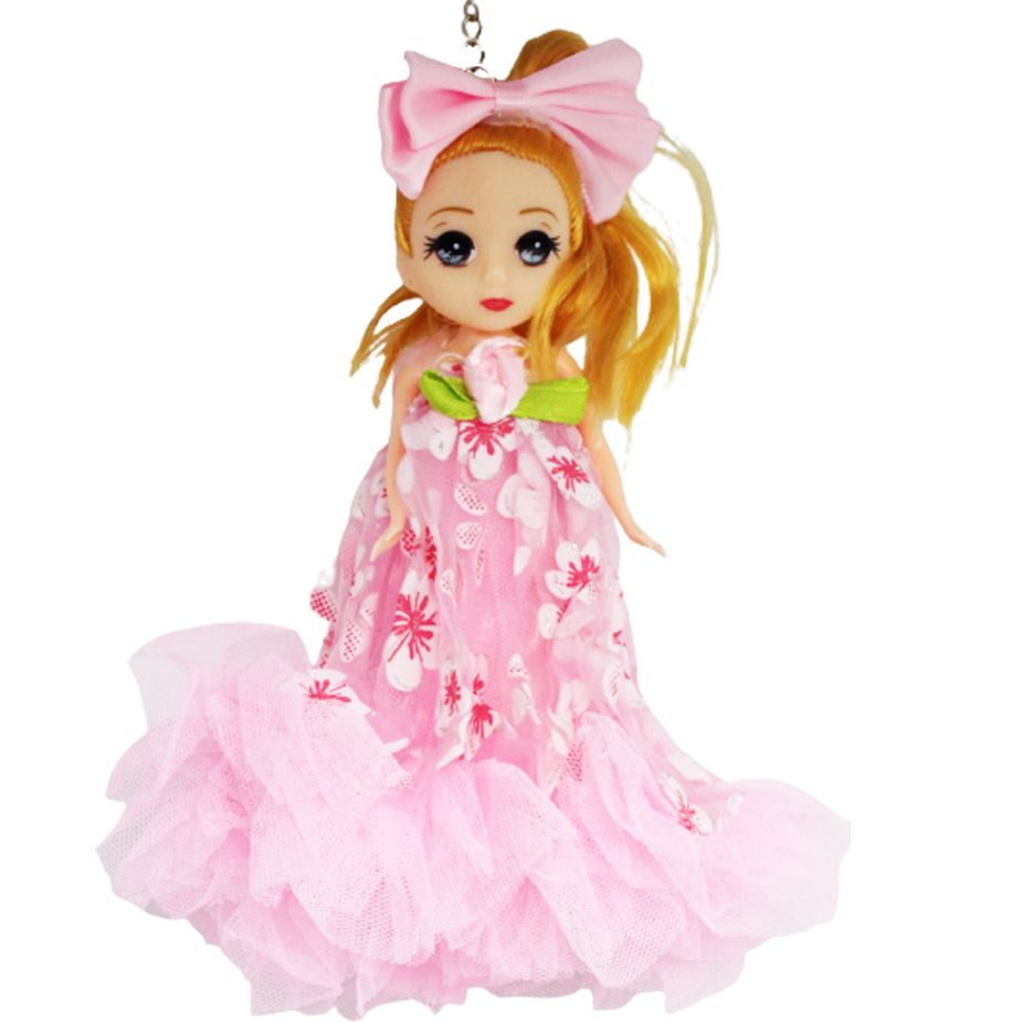 Кукла-брелок з бантом "Роза", рожева