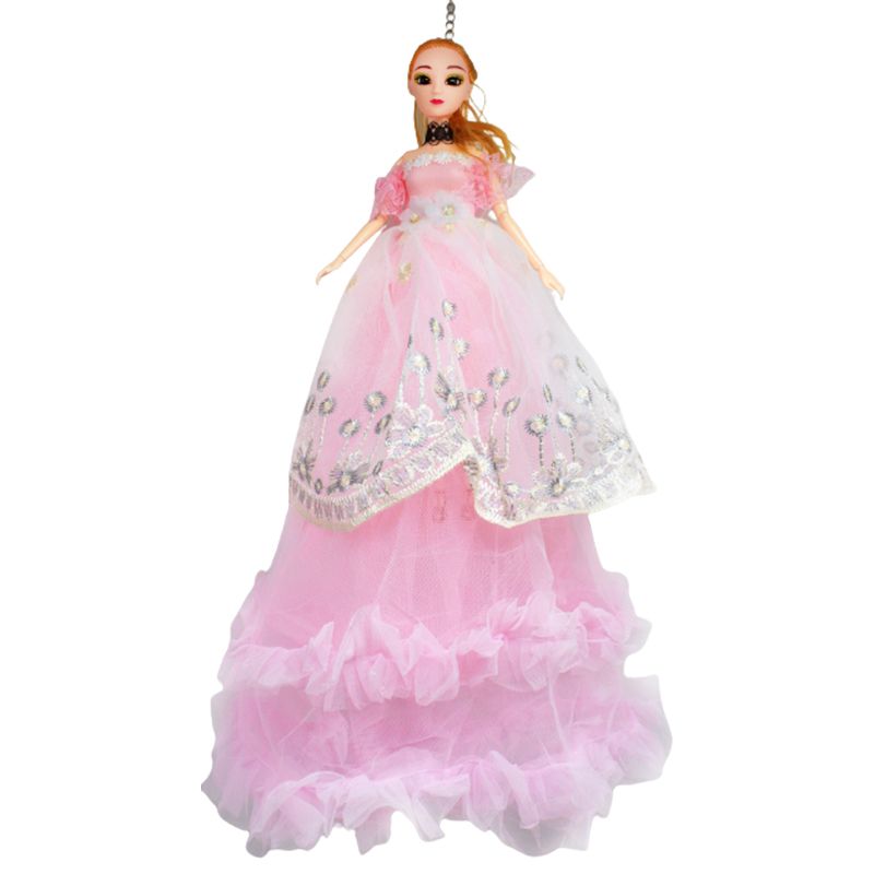 Лялька в довгій сукні з вишивкою, рожевий