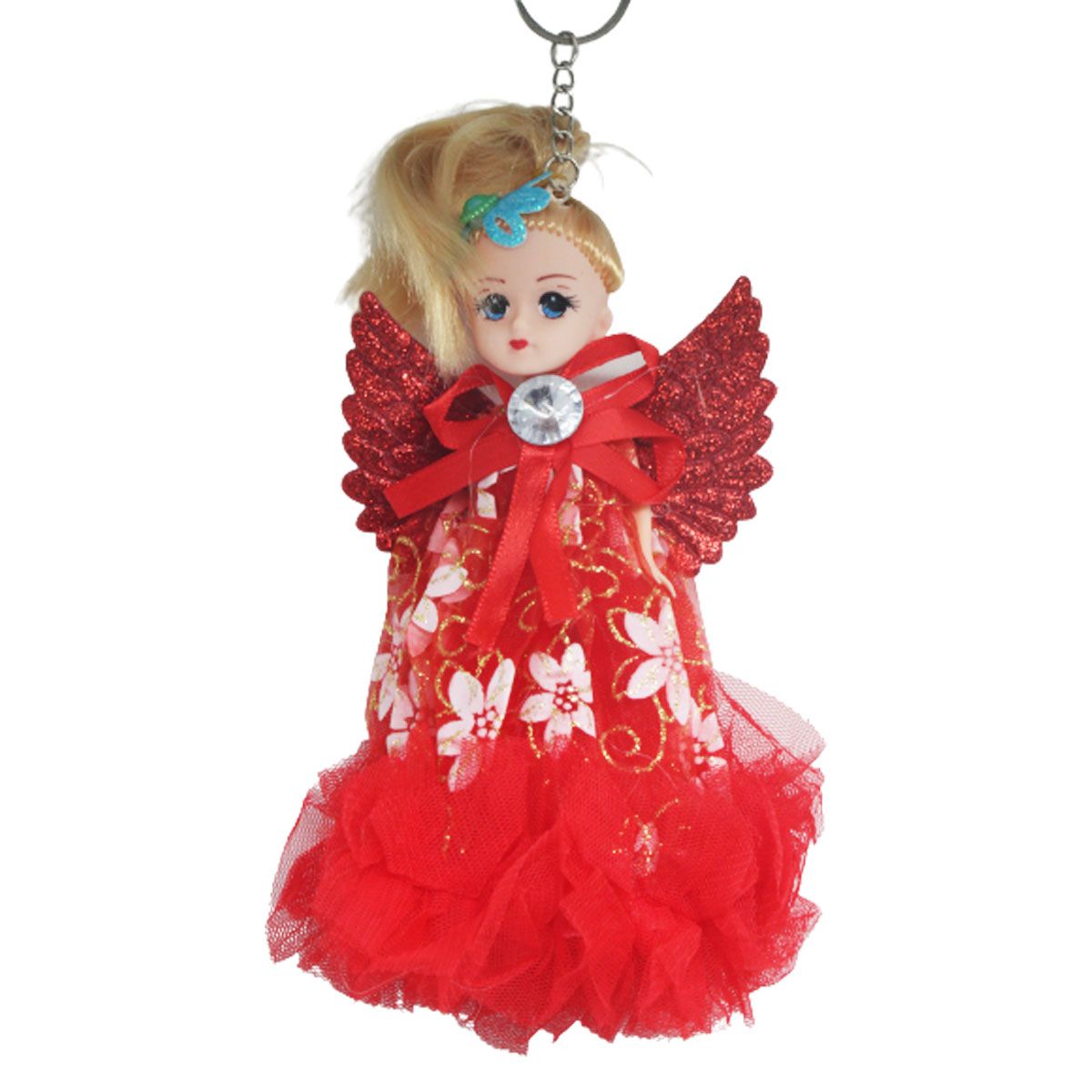 Лялька-брелок з крилами "Янгол", червоний