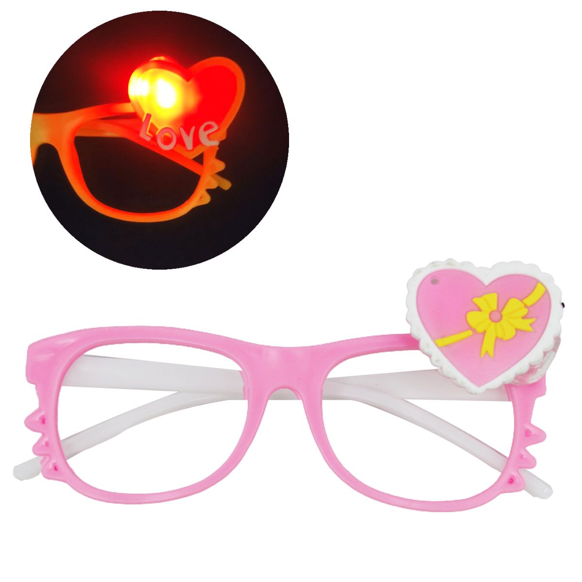 Сияющие очки без линз "Сердечко", розовые