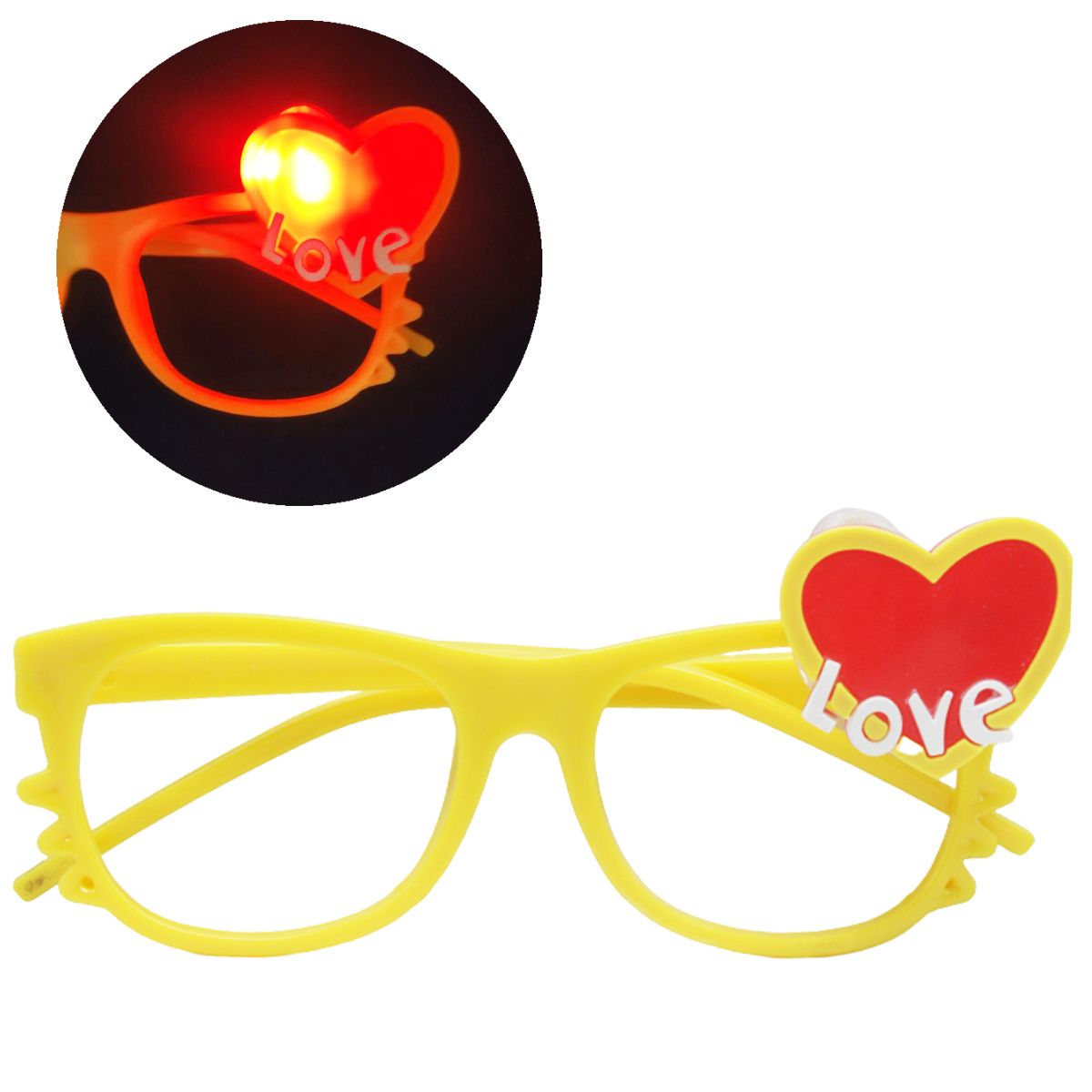 Сяючі окуляри без лінз "Сердечко", жовті