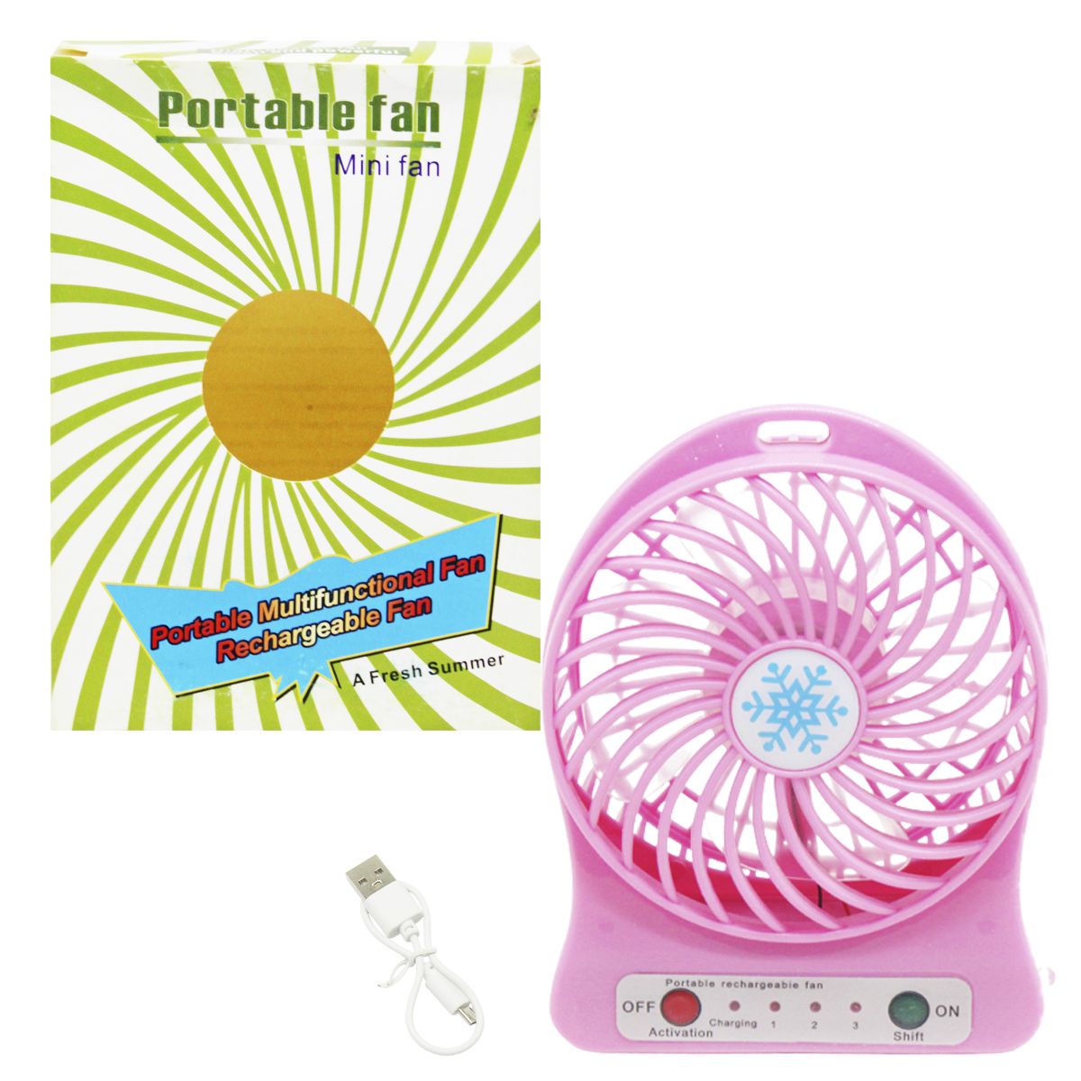 Вентилятор настільний "Portable fan" (рожевий)