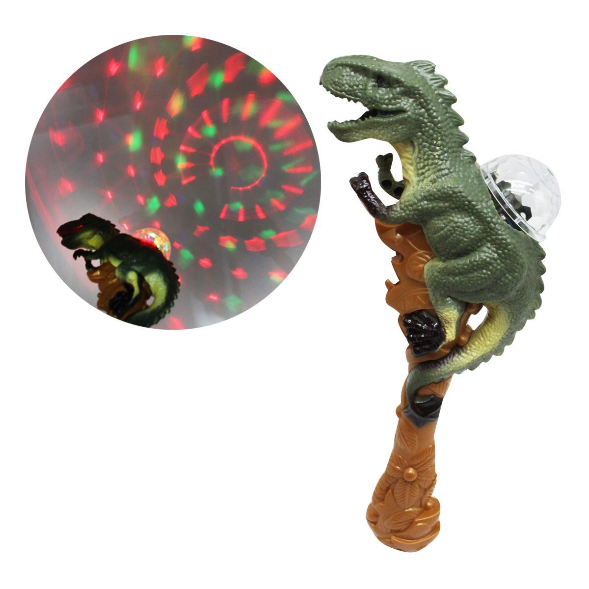 Уцінка.  Інтерактивна іграшка "Динозавр" на палиці, зі світлом - тріснута ручка