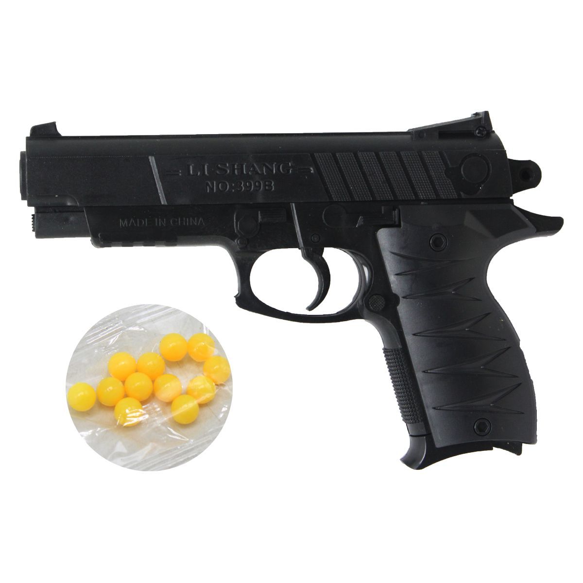 Пистолет пластиковый на пульках (22 см)