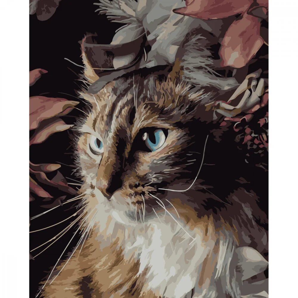 Картина по номерам "Кот в цветах" ★★★