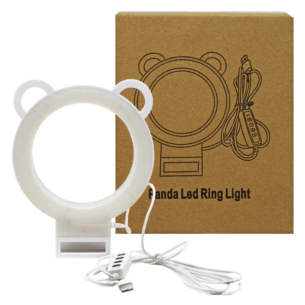 Кольцевая светодиодная лампа с ушками (белая)