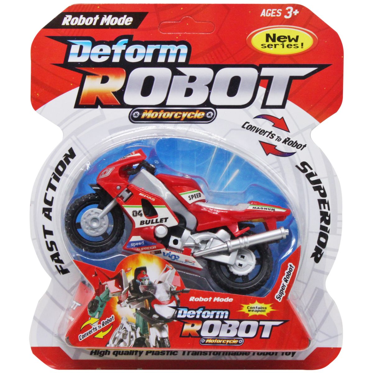 Мотоцикл-трансформер "Deform robot", червоний