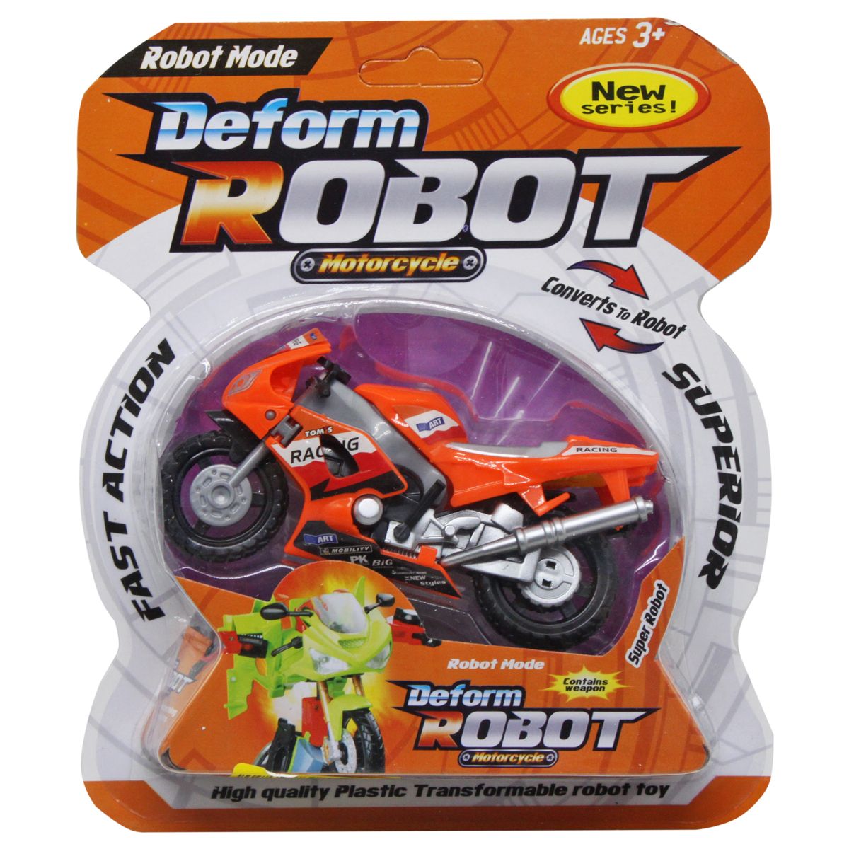 Мотоцикл-трансформер "Deform robot", помаранчевий