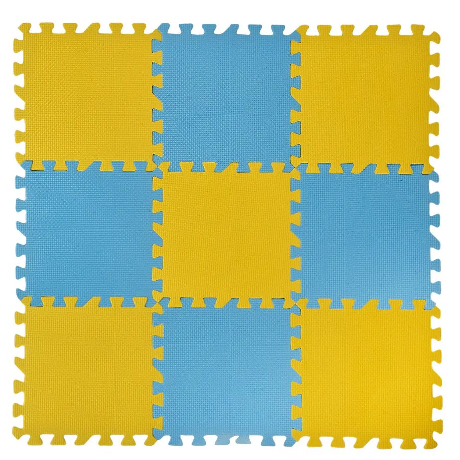 Килимок-пазл EVA арт.  K89404 жовто-блакитний деталь 30*30*0,8см 9 дет,  килимок 86,6*86,8*0,8 см.