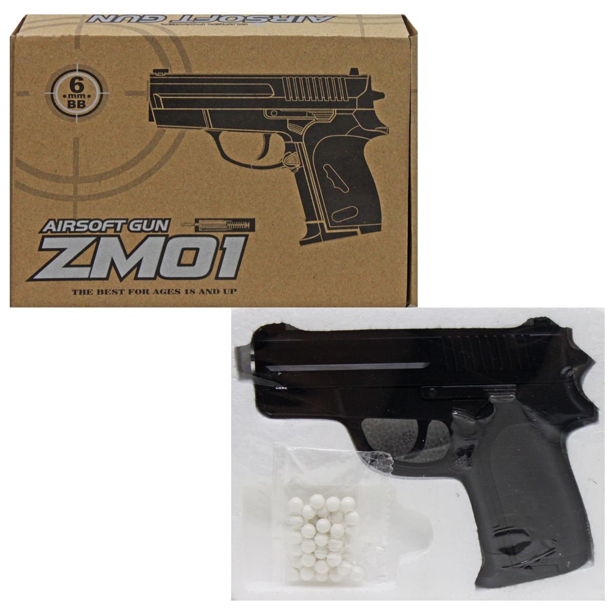 Пистолет ZM, металлический, с пульками (черный)