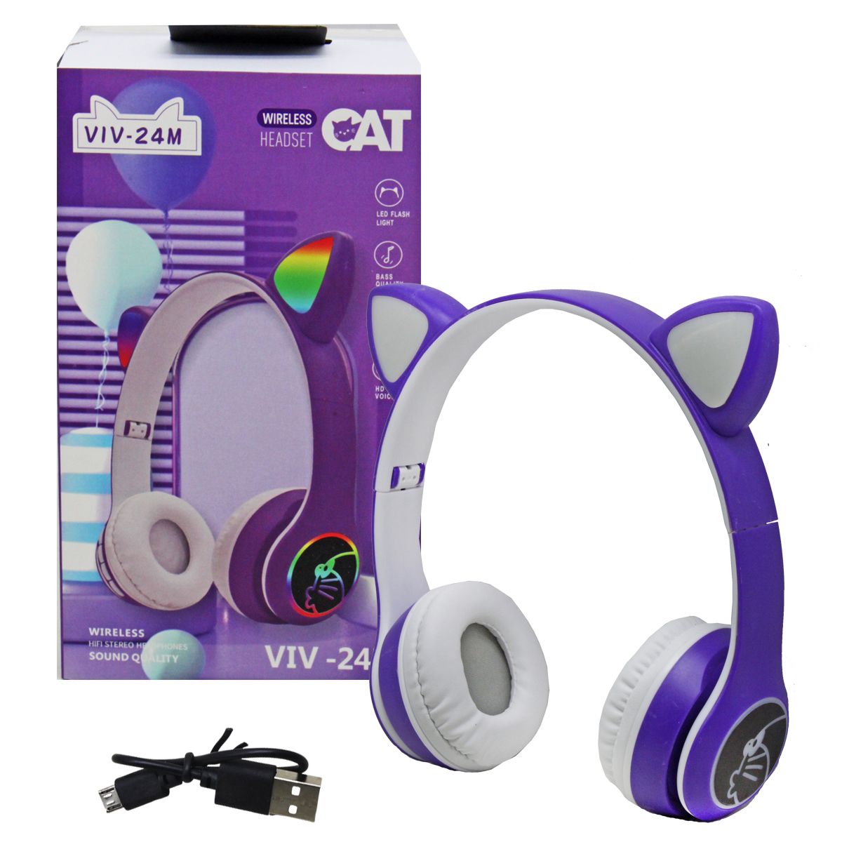 Навушники бездротові "Cat" (фіолетовий)