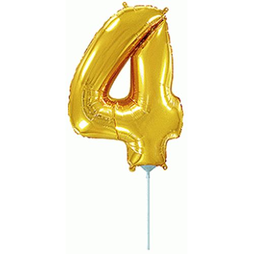 Шарик фольгированный "День Рождения: Цифра 4", мини, золото