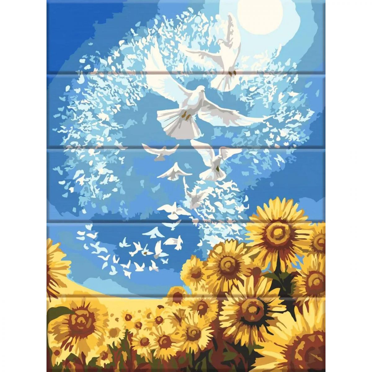 Картина за номерами на дереві "Голуби миру" 30х40 см