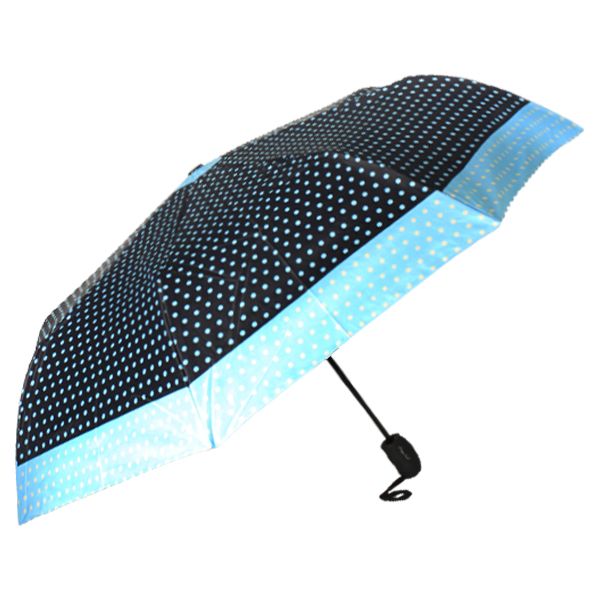 Зонтик полуавтоматический "Горошек", голубой