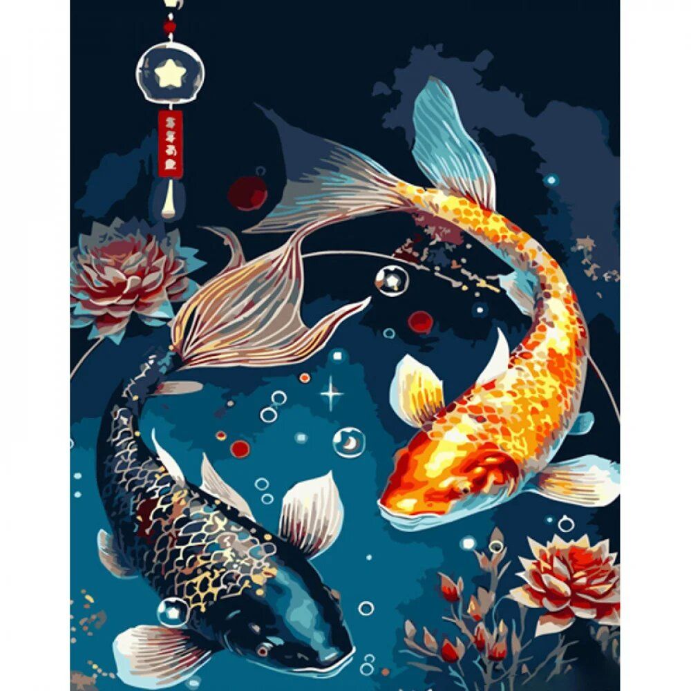 Картина по номерах Риби-символи 40х50 см