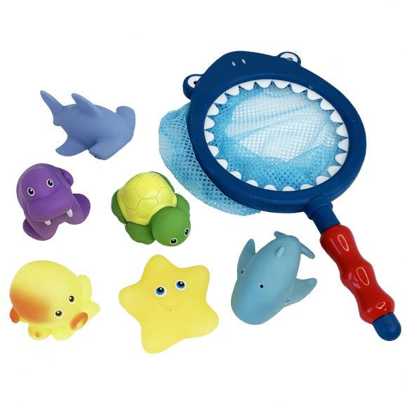 Игровой набор для купания "Сачок акула", 6 игрушек