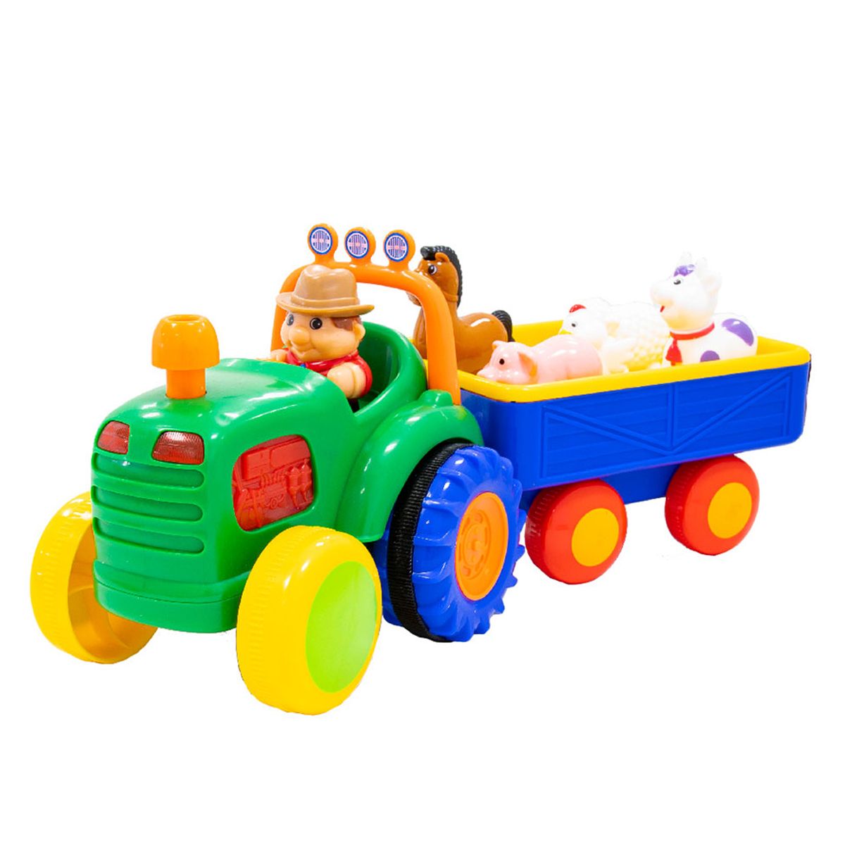 Іграшка на колесах - ТРАКТОР З ТРЕЙЛЕРОМ (на колесах, світло, озвуч.  українською мовою)