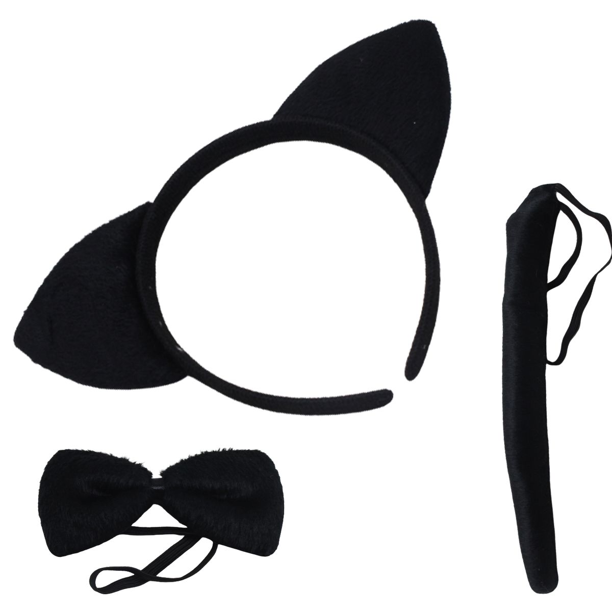 Набір карнавальний "Кіт" (обруч з вушками + краватка-метелик + хвостик)