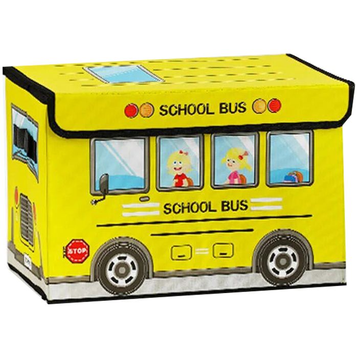 Кошик-пуфик для іграшок "Шкільний автобус", жовтий