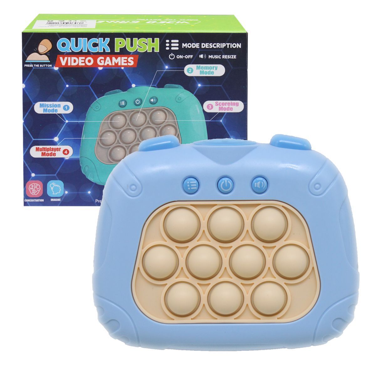 Уценка.  Электронная игра "Quick push", голубой перепутанные контакты в отсеке для батареек