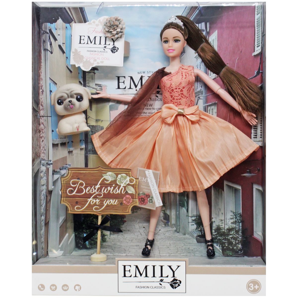 Лялька "Emily" з песиком (у рожевому)