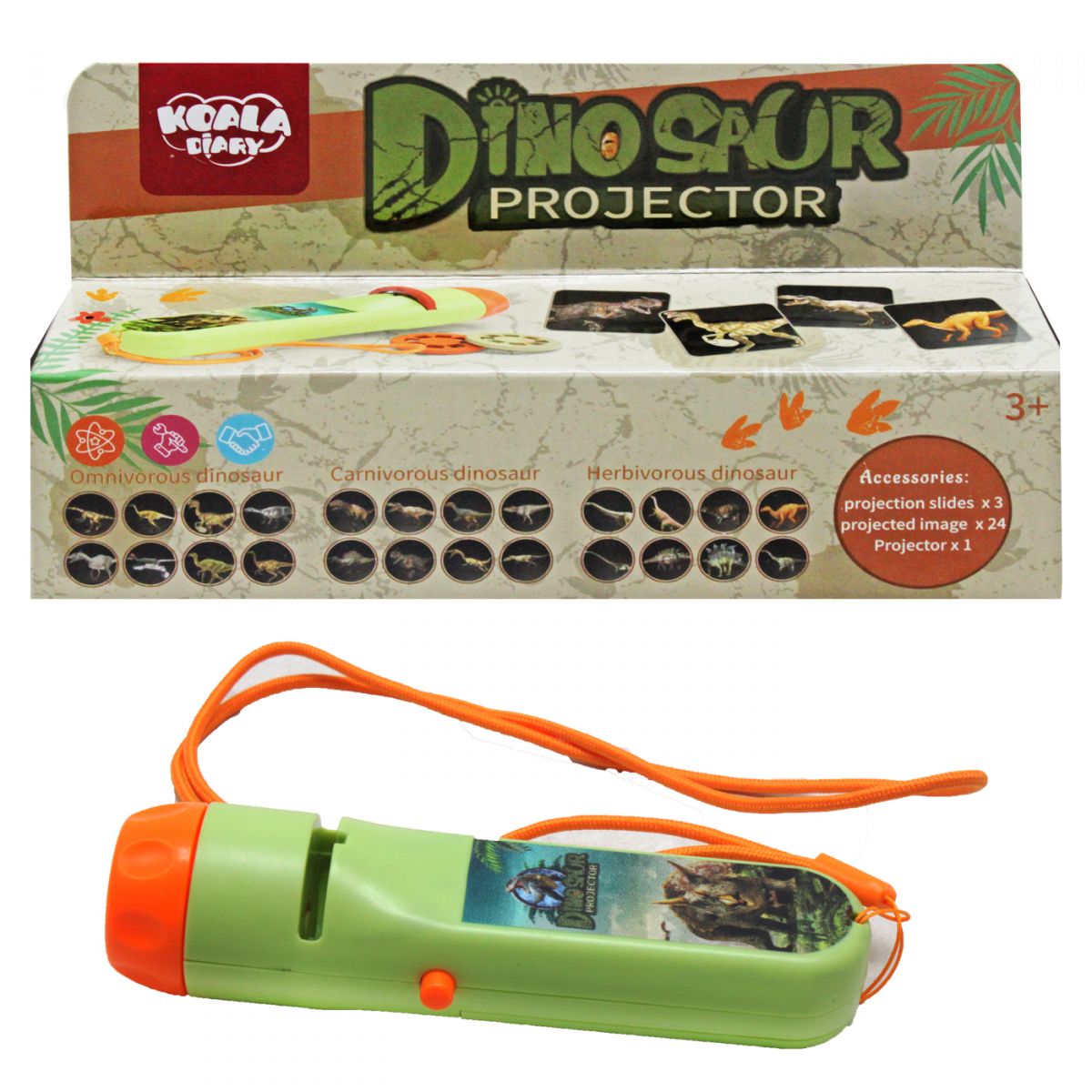 Проектор игрушечный "Динозавры", 3 картриджа по 8 динозавров