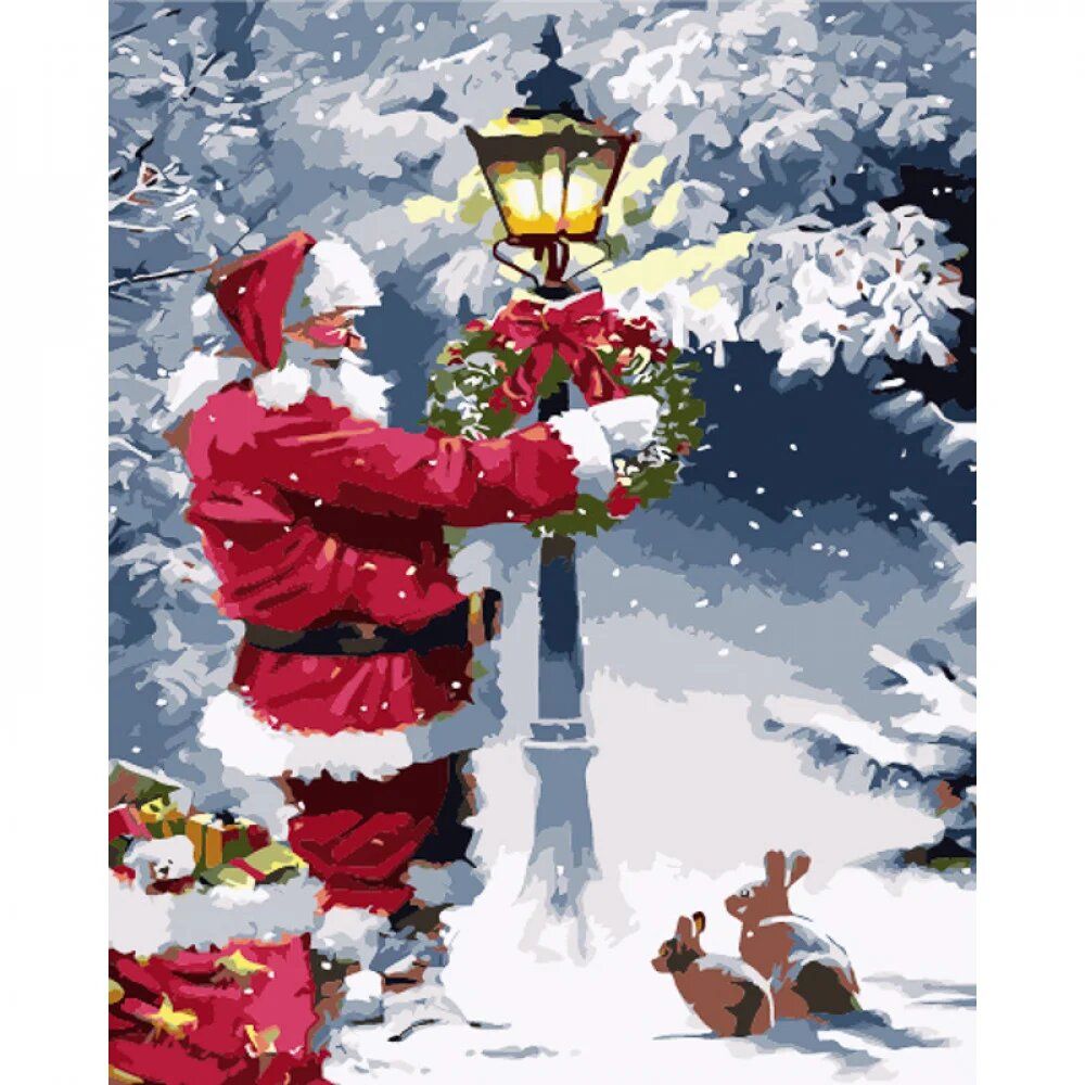 Картина по номерам "Дед Мороз с подарками" ★★★★★