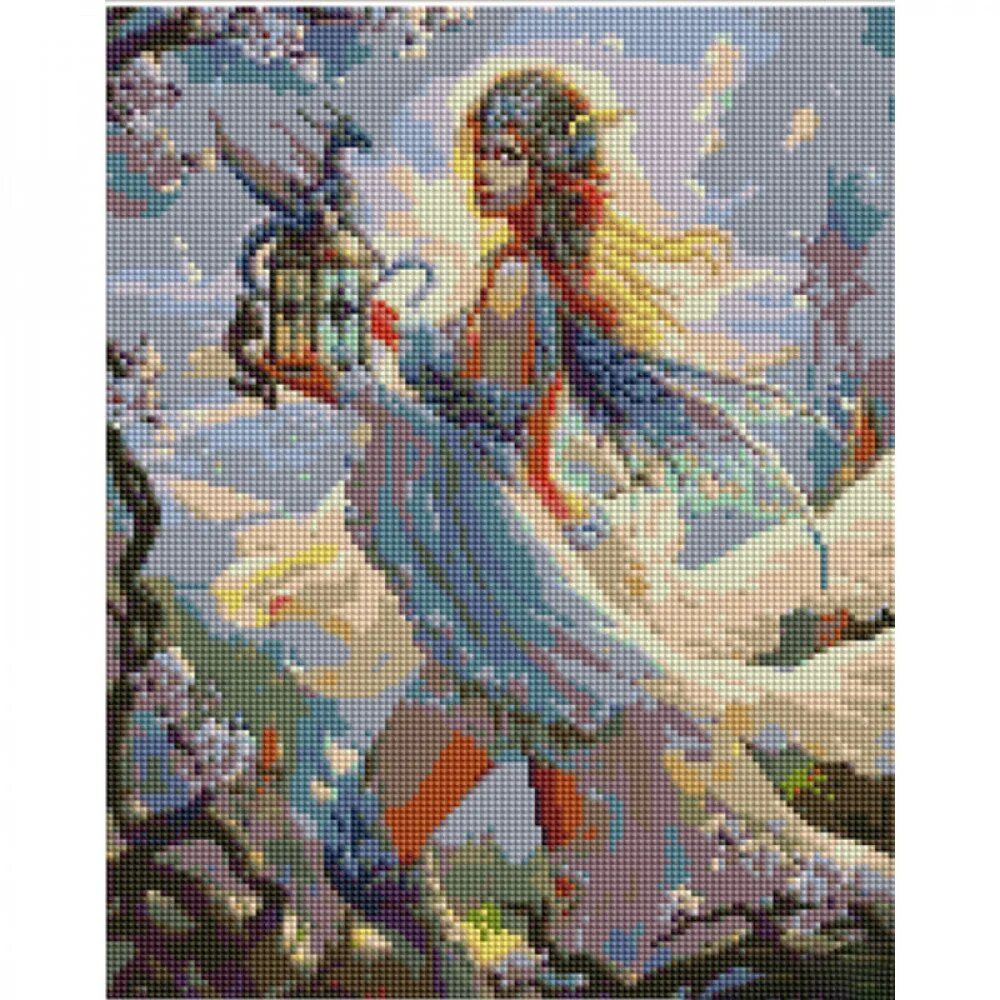 Алмазная мозаика "Девушка с драконом" 30х40 см